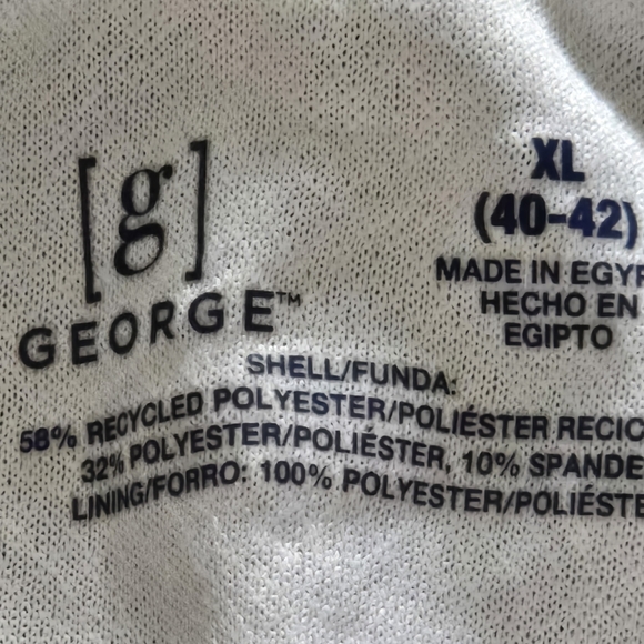 George Men XL (40-42) Black Blue Abstract Patterned 9" Swim Shorts Drawstring - Picture 6 of 9